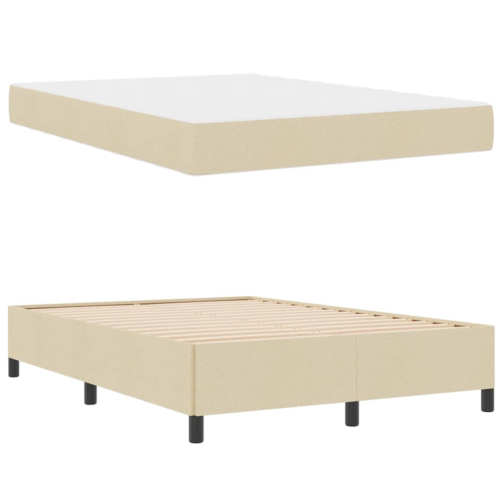 Boxspringbett Creme, Schwarz 140 x 190 cm Stoff, Ingenieurholz