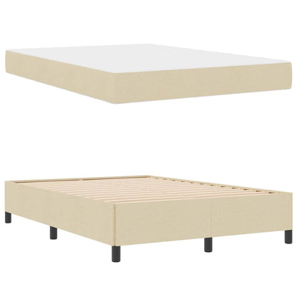 Boxspringbett mit Matratze Creme 140 x 190 cm Stoff
