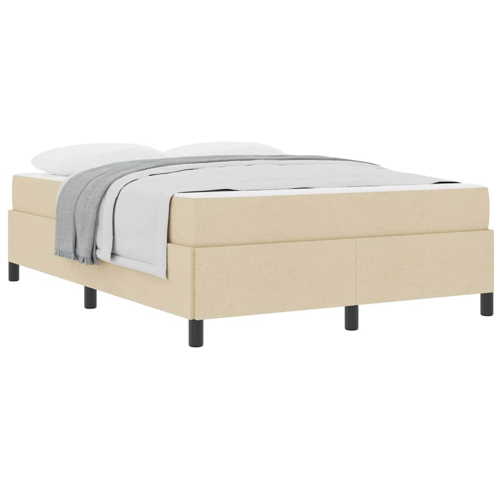 Boxspringbett Creme, Schwarz 140 x 190 cm Stoff, Ingenieurholz