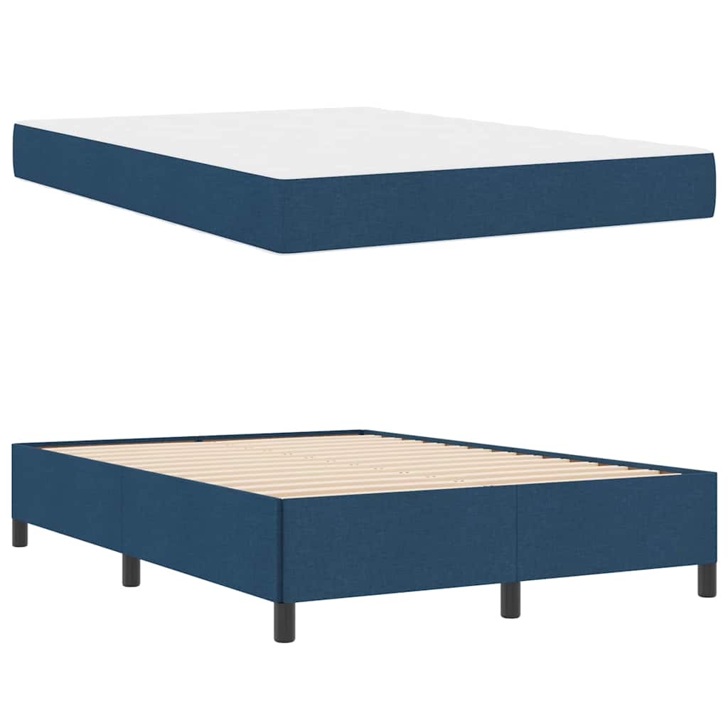 Boxspringbett mit Matratze Blau 140 x 190 cm Stoff