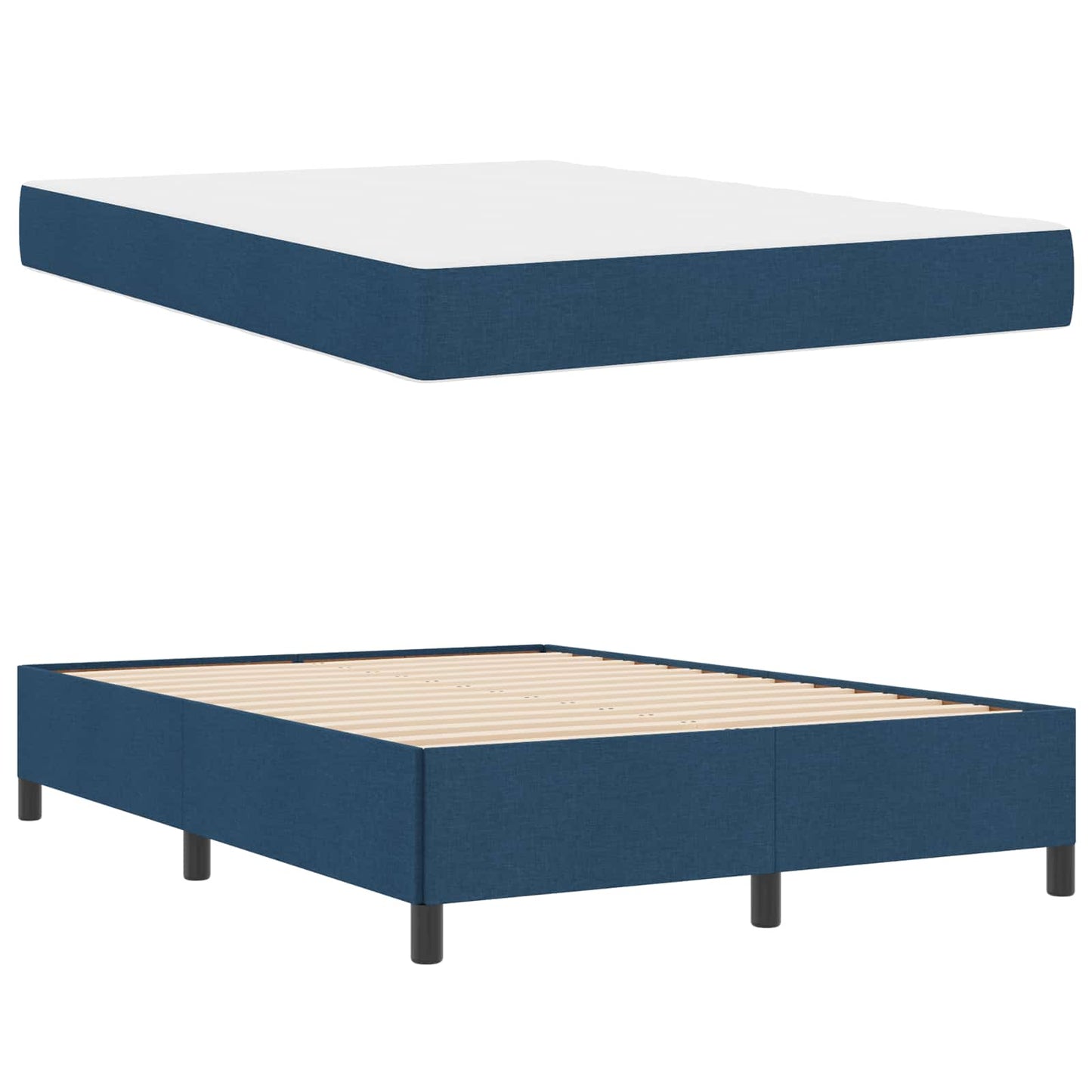 Boxspringbett mit Matratze Blau 140 x 190 cm Stoff