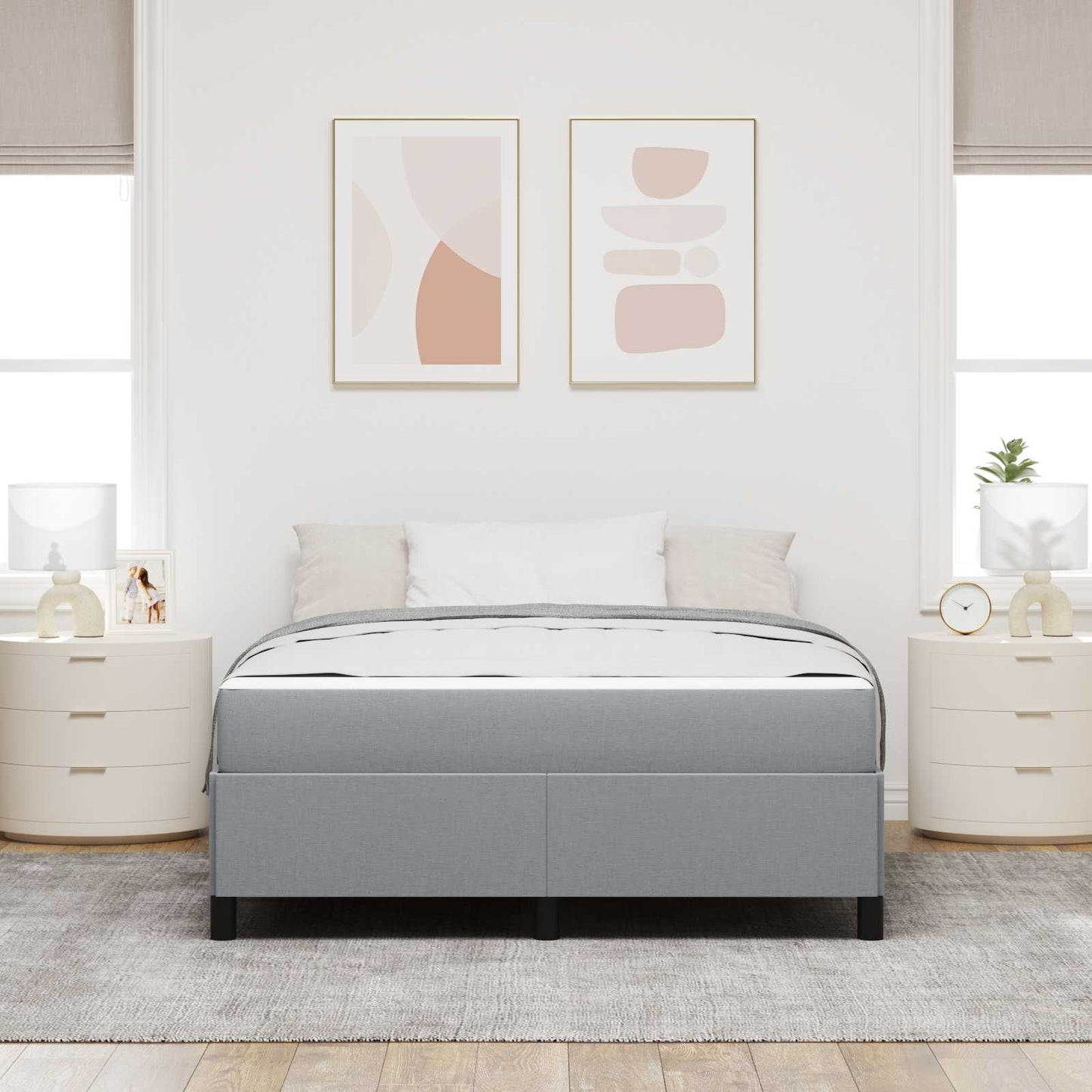 Boxspringbett Hellgrau 140 x 200 cm Stoff