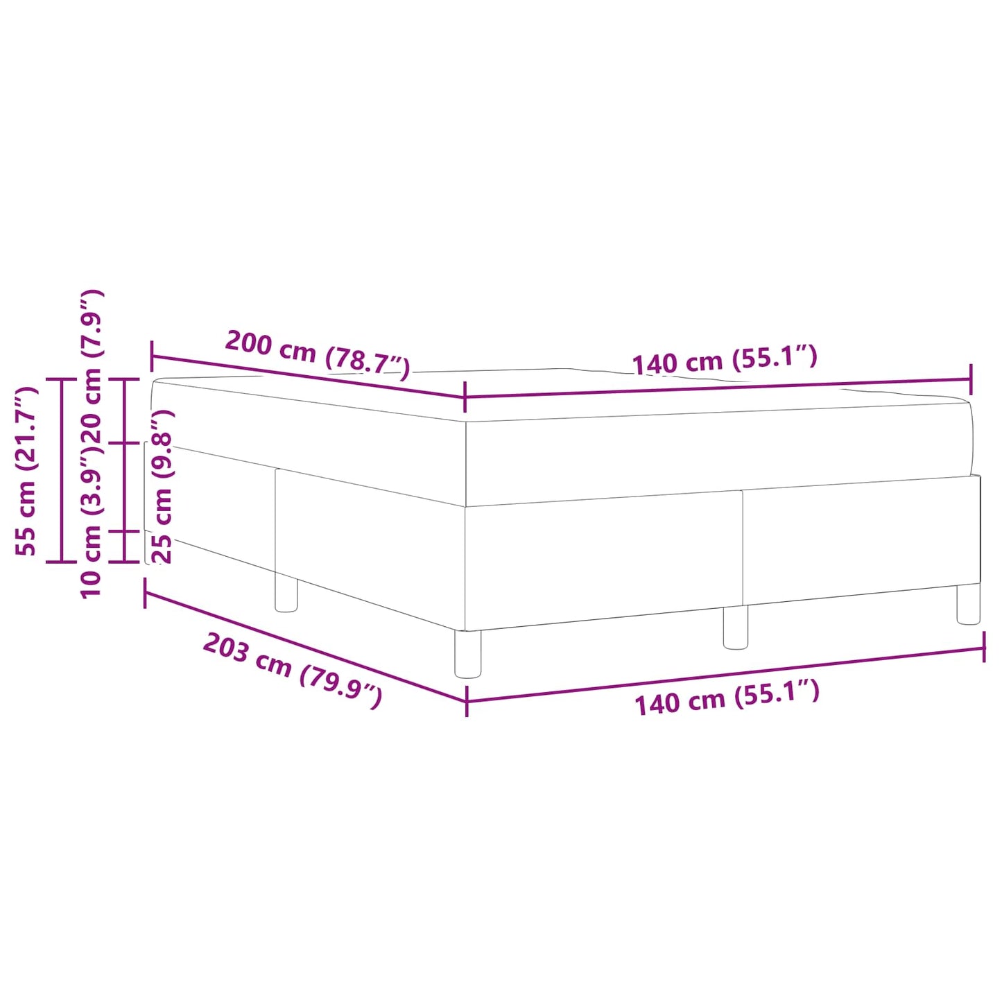 Boxspringbett Hellgrau 140 x 200 cm Stoff