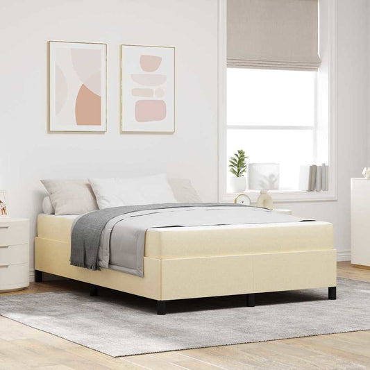 Boxspringbett Creme, Schwarz 140 x 200 cm Stoff, Ingenieurholz