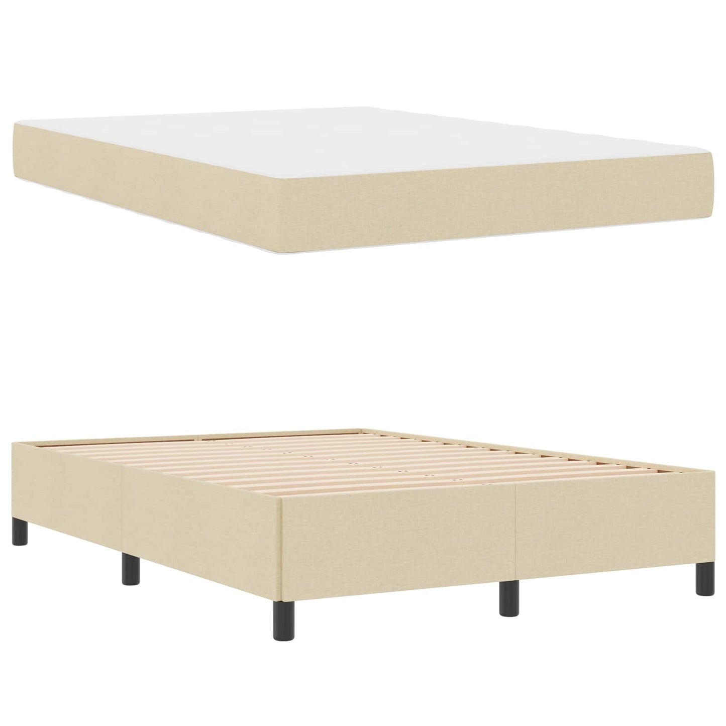 Boxspringbett Creme 140 x 200 cm Stoff
