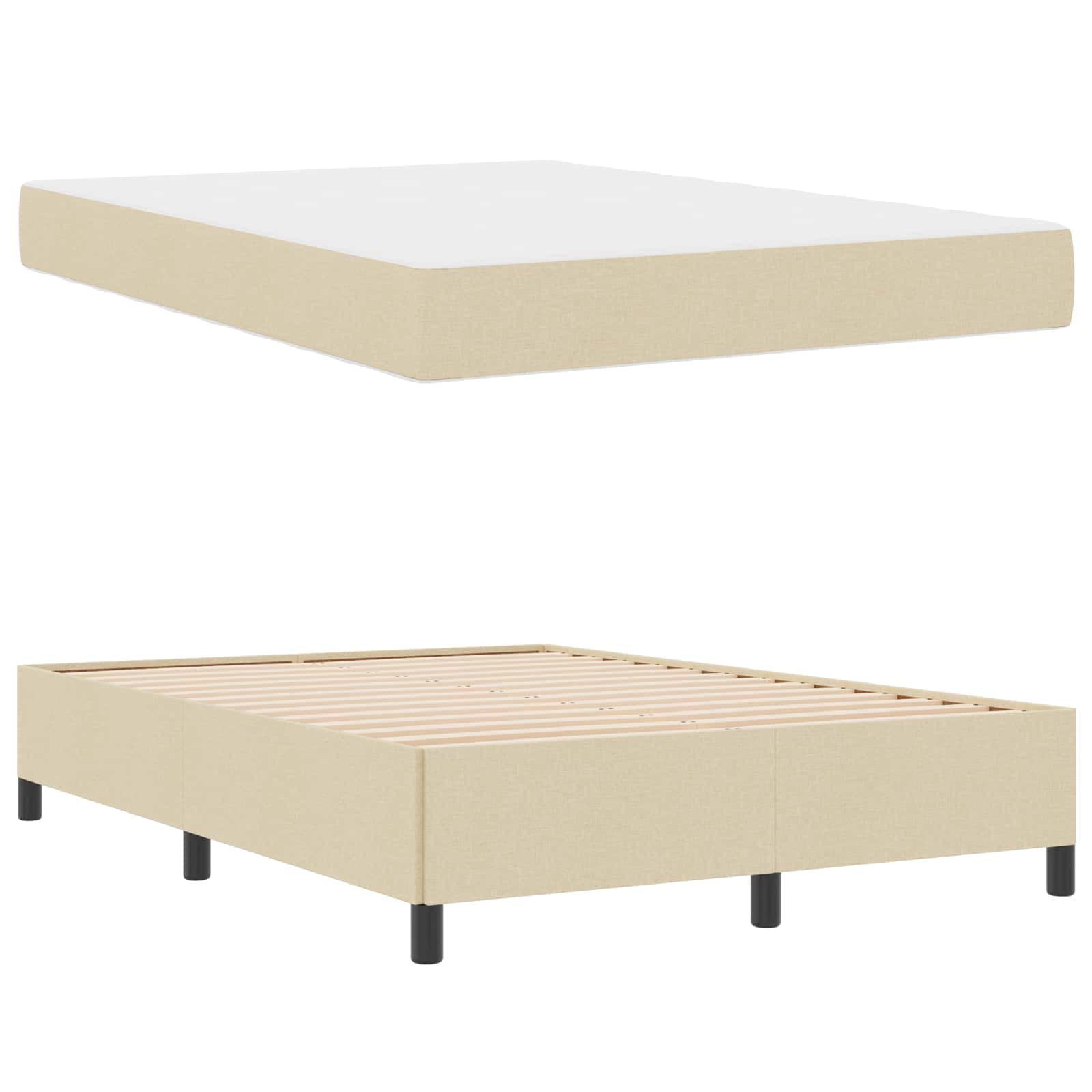 Boxspringbett Creme 140 x 200 cm Stoff