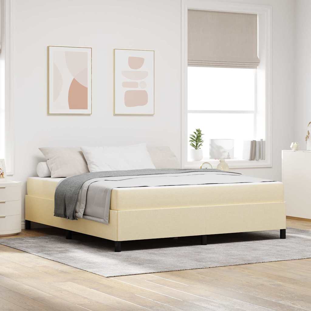 Boxspringbett Creme, Schwarz 180 x 200 cm Stoff, Ingenieurholz