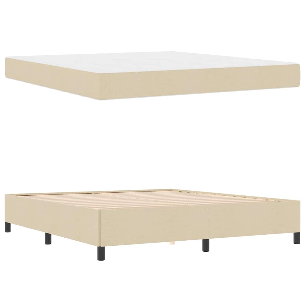 Boxspringbett Creme, Schwarz 180 x 200 cm Stoff, Ingenieurholz