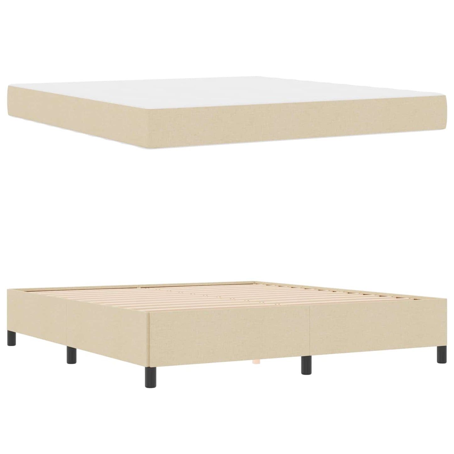 Boxspringbett Creme 180 x 200 cm Stoff