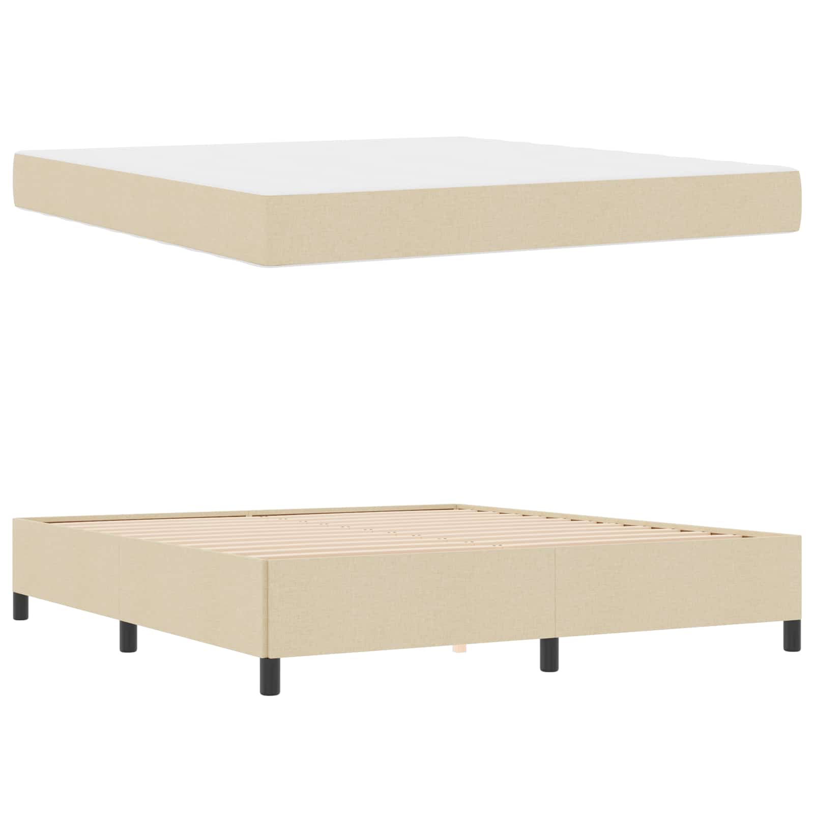 Boxspringbett Creme 180 x 200 cm Stoff