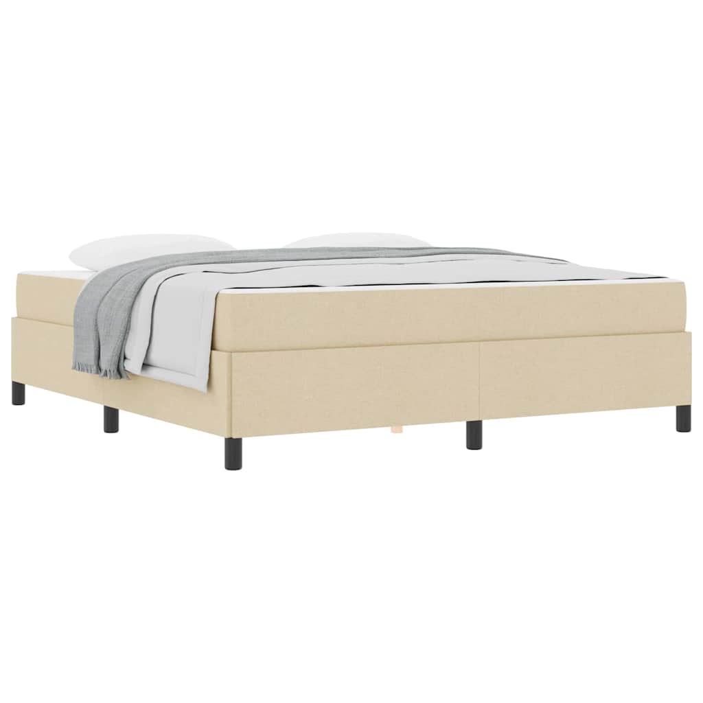 Boxspringbett Creme, Schwarz 180 x 200 cm Stoff, Ingenieurholz