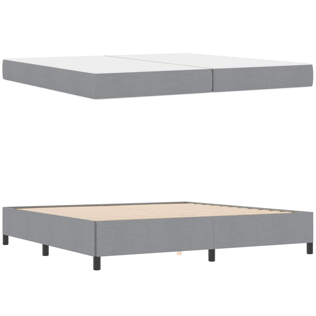 Boxspringbett Hellgrau 200 x 200 cm Stoff