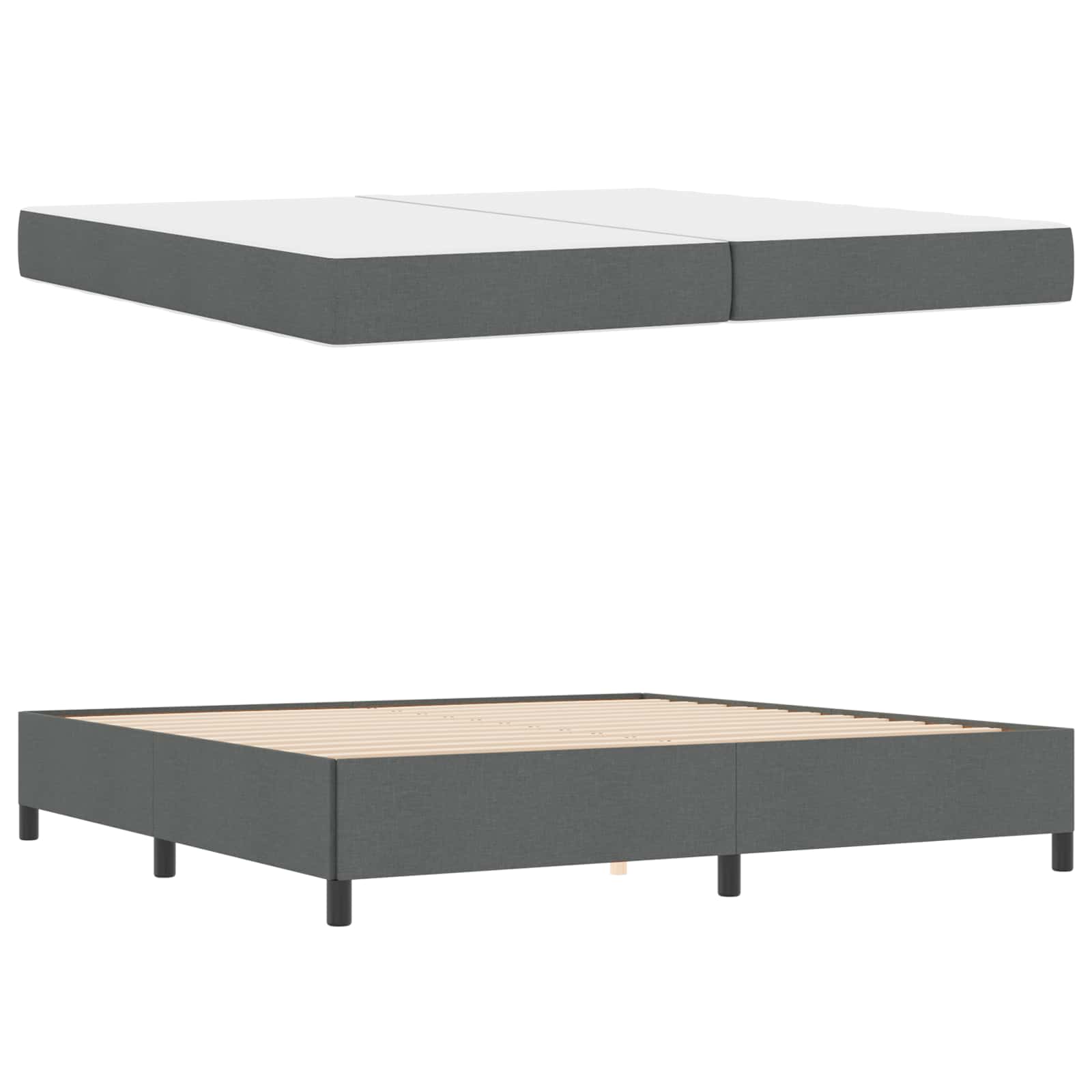 Boxspringbett mit Matratze Dunkelgrau 200 x 200 cm Stoff