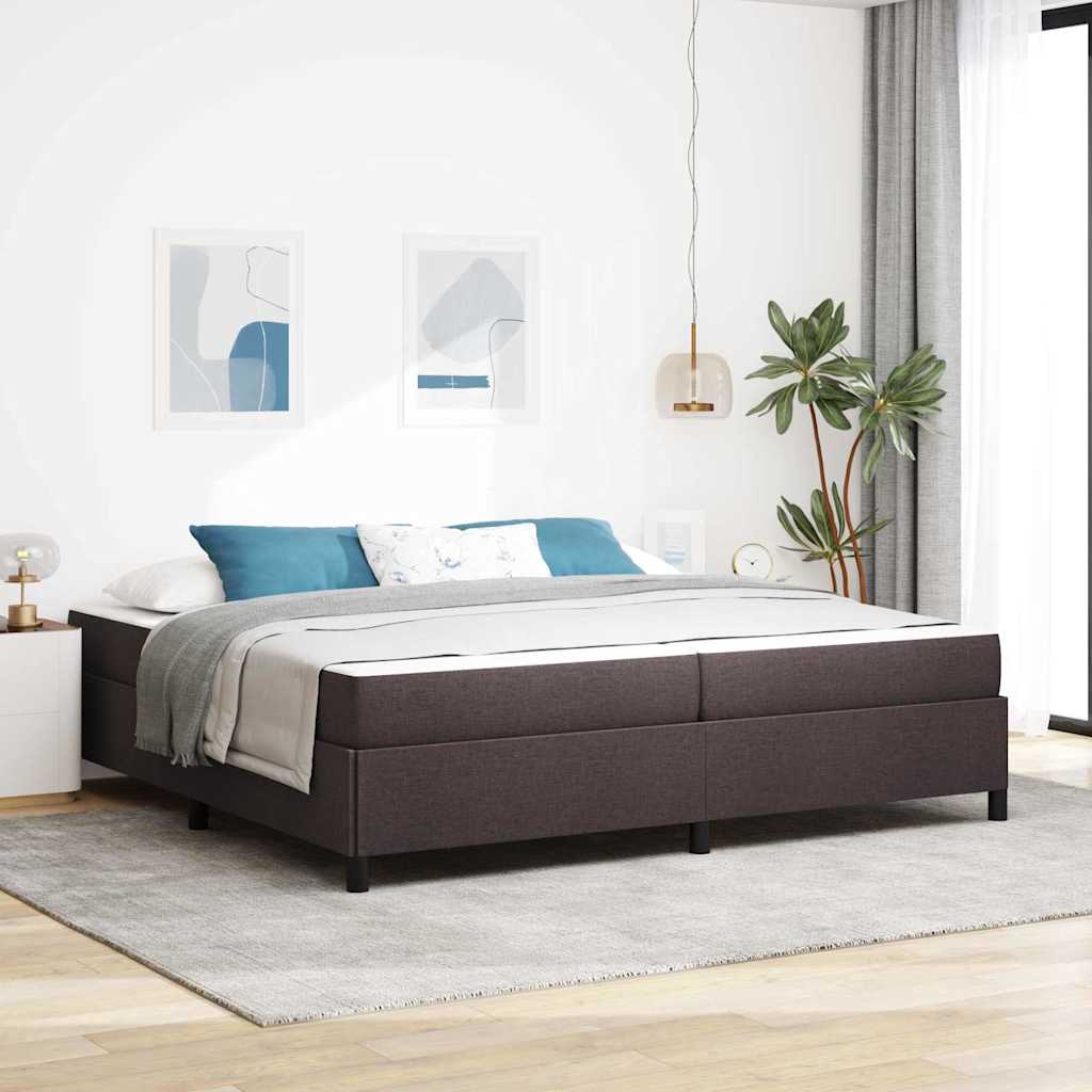 Boxspringbett Braun 200 x 200 cm Stoff, Ingenieurholz