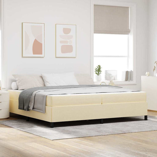Boxspringbett Creme, Schwarz 200 x 200 cm Stoff, Ingenieurholz