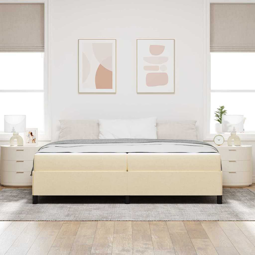 Boxspringbett Creme, Schwarz 200 x 200 cm Stoff, Ingenieurholz