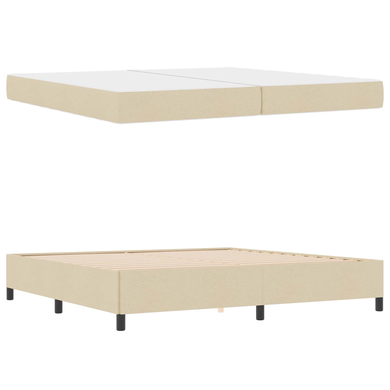Boxspringbett mit Matratze Creme 200 x 200 cm Stoff
