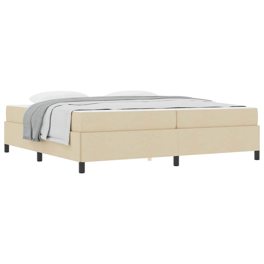 Boxspringbett Creme, Schwarz 200 x 200 cm Stoff, Ingenieurholz