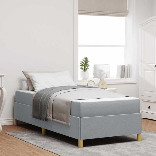 Boxspringbett Hellgrau und Braun und Weiß 80 x 200 cm Stoff