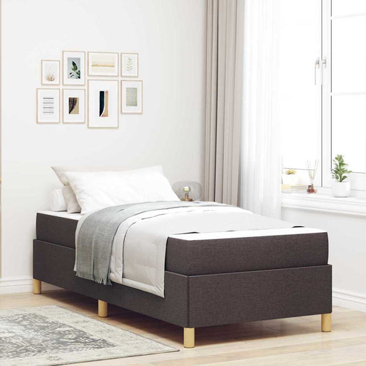 Boxspringbett Braun und Weiß und Dunkelbraun 80 x 200 cm Stoff