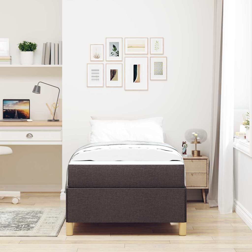 Boxspringbett Braun und Weiß und Dunkelbraun 80 x 200 cm Stoff