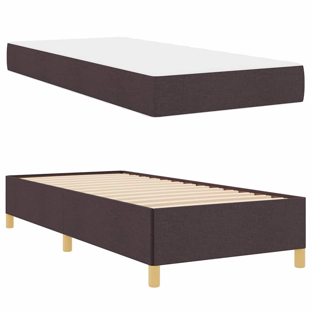 Boxspringbett Braun und Weiß und Dunkelbraun 80 x 200 cm Stoff