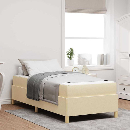 Boxspringbett Creme und Braun und Weiß 80 x 200 cm Stoff