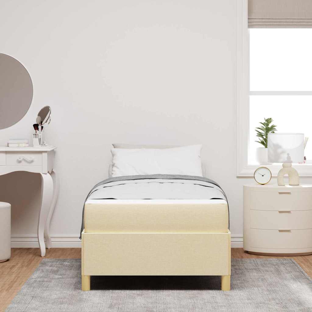 Boxspringbett Creme und Braun und Weiß 80 x 200 cm Stoff