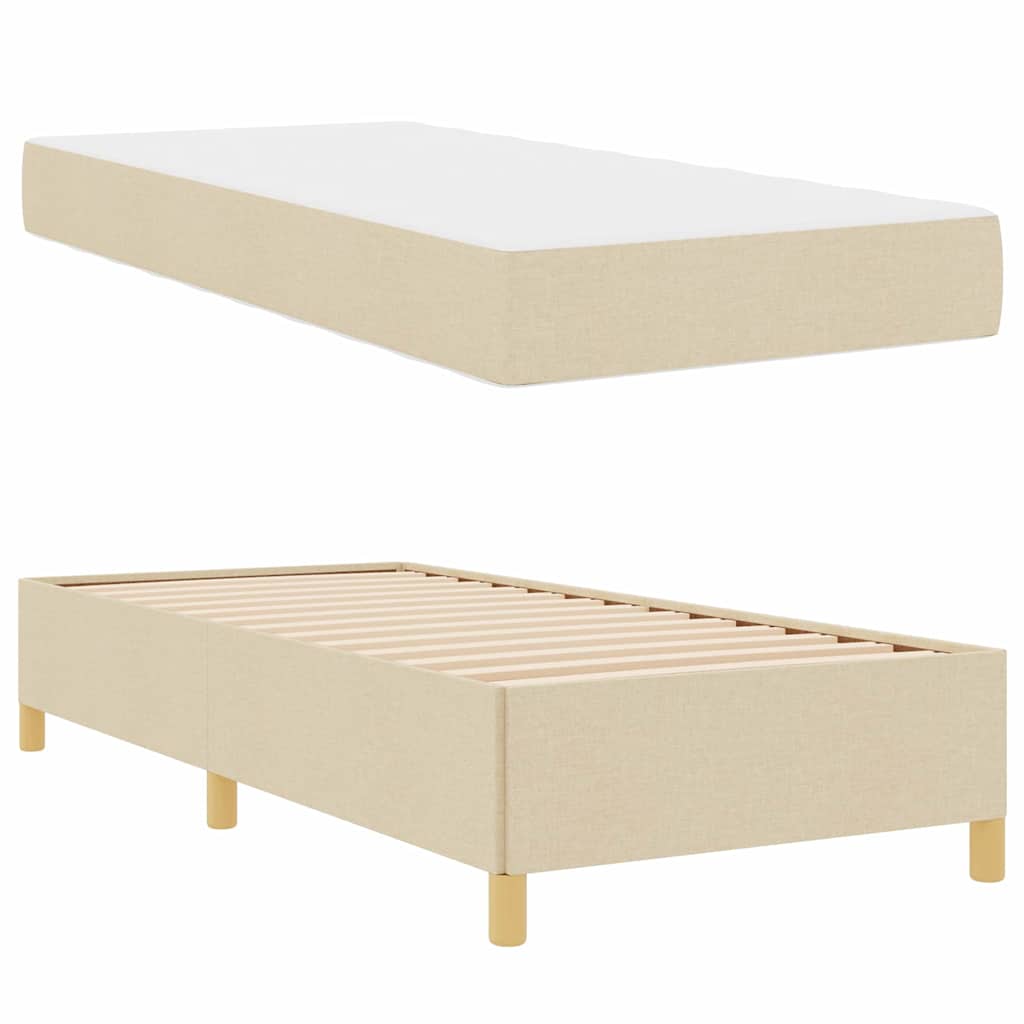 Boxspringbett Creme und Braun und Weiß 80 x 200 cm Stoff
