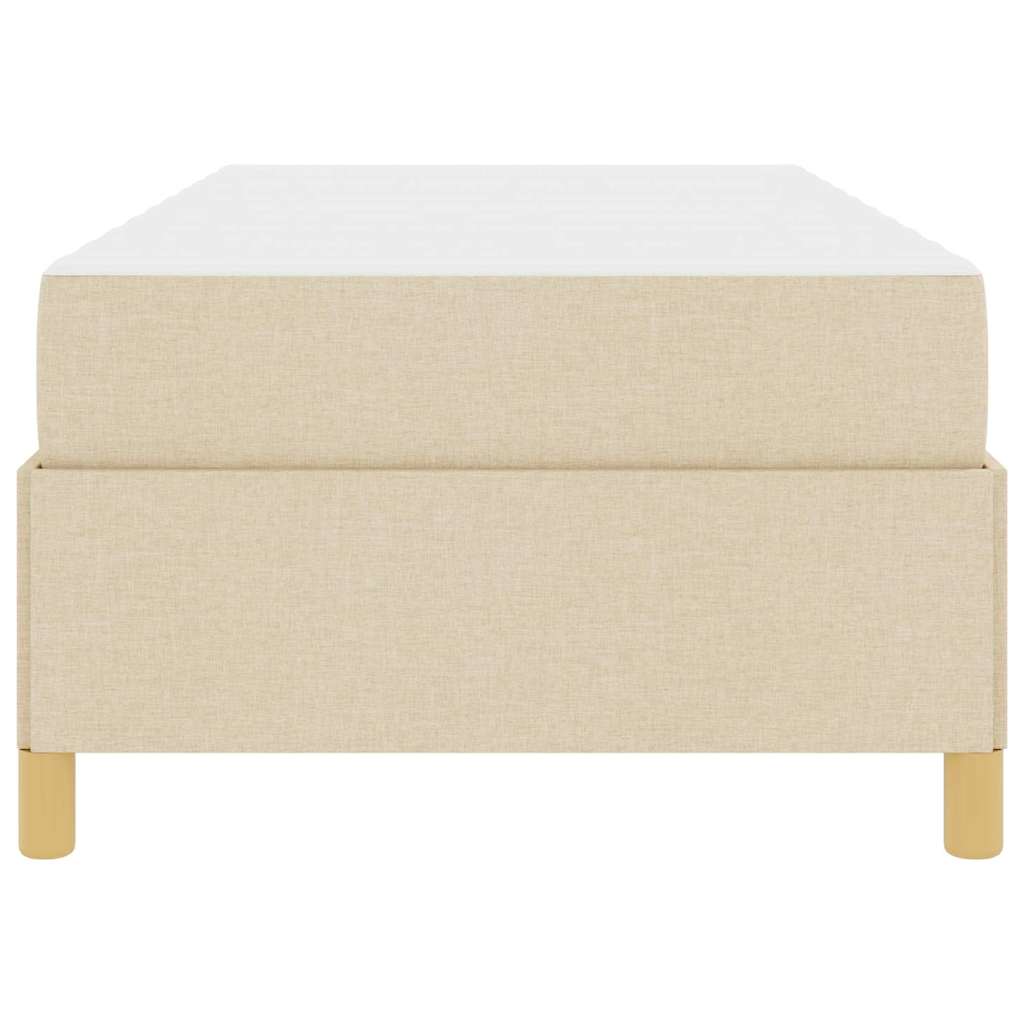 Boxspringbett Creme und Braun und Weiß 80 x 200 cm Stoff