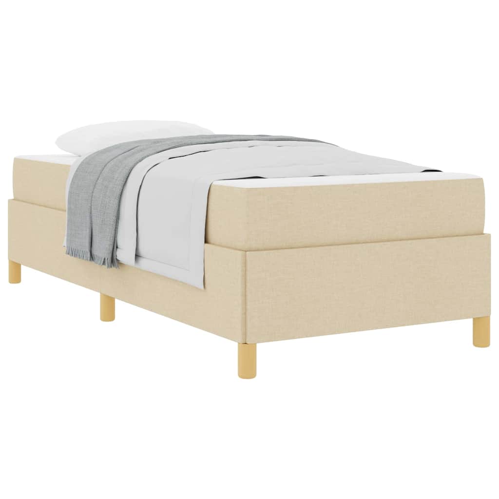 Boxspringbett Creme und Braun und Weiß 80 x 200 cm Stoff