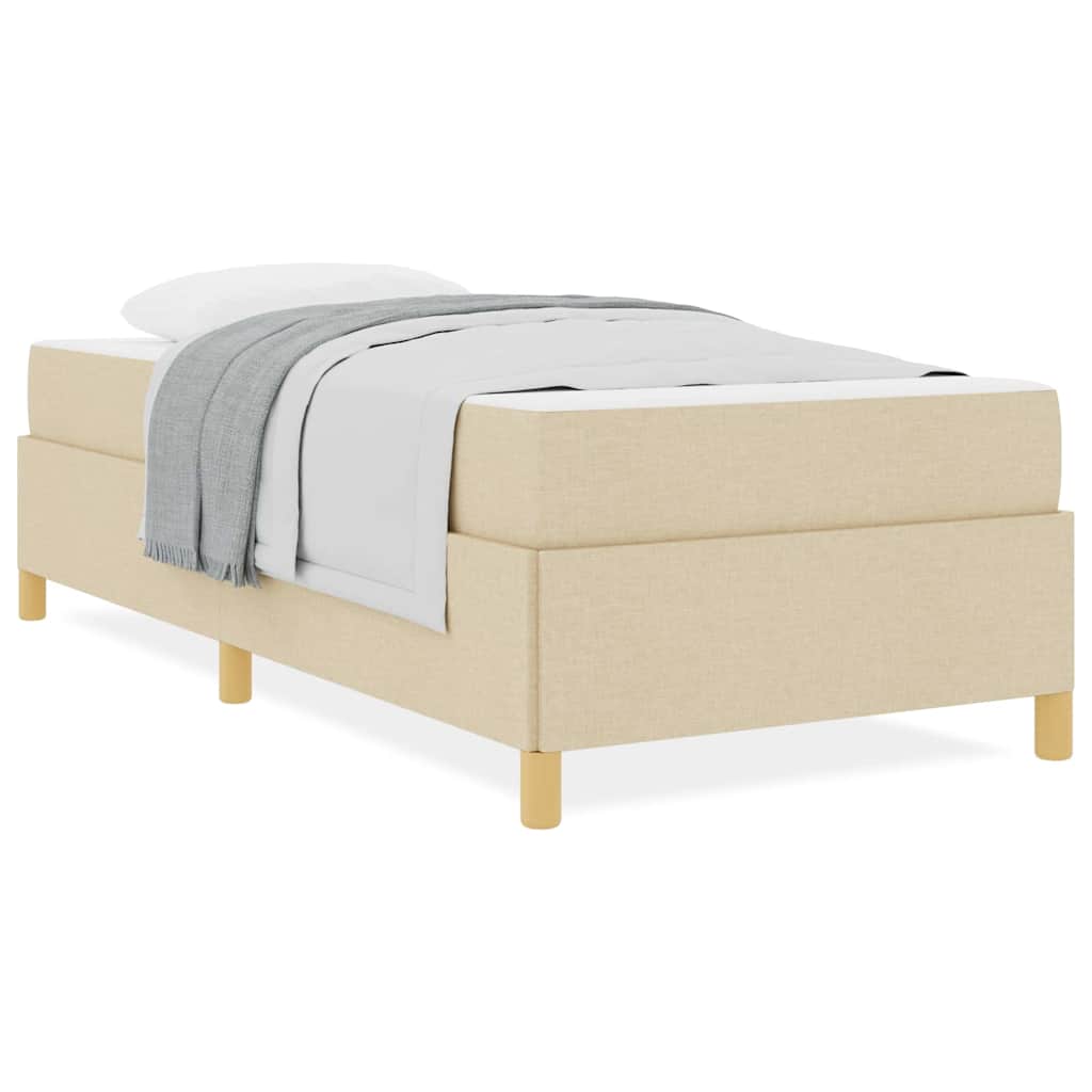 Boxspringbett Creme und Braun und Weiß 80 x 200 cm Stoff