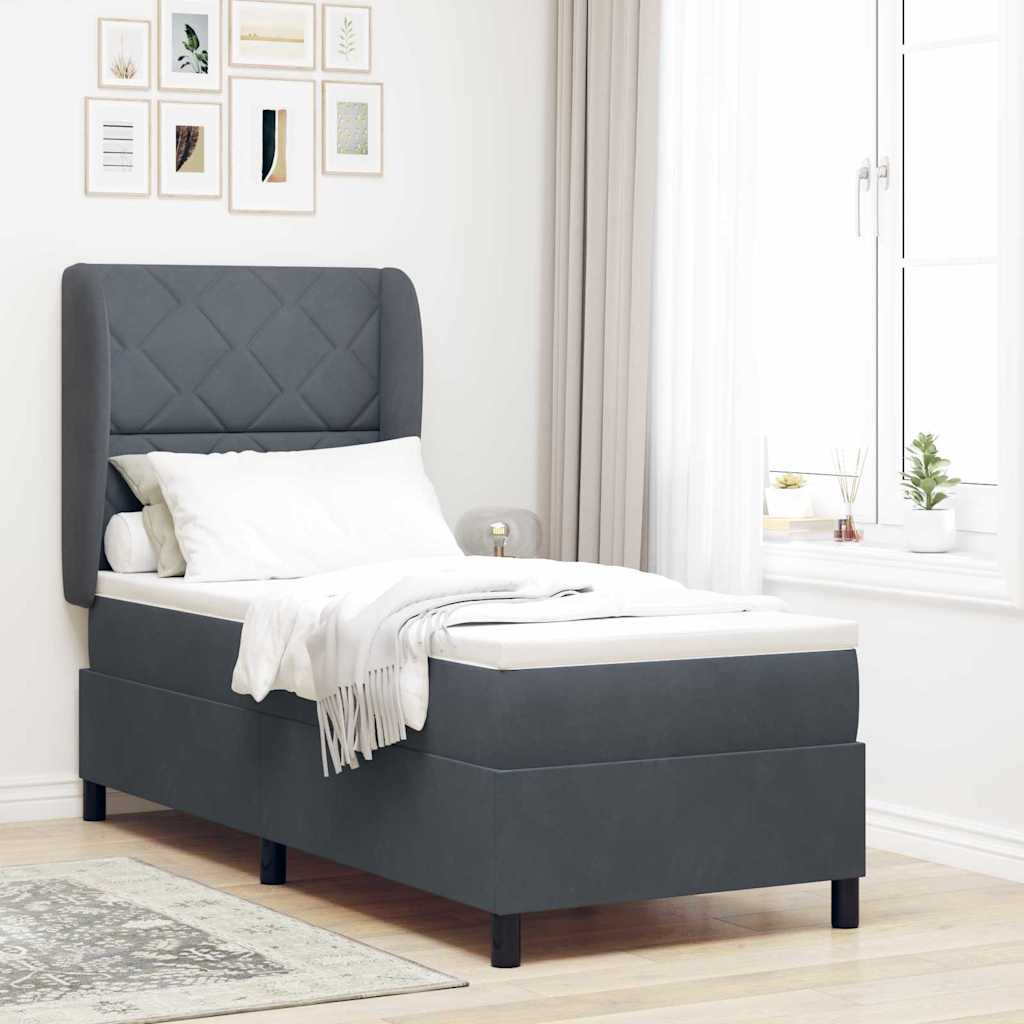 Boxspringbett mit Kopfteil Dunkelgrau 200 x 80 cm Samt