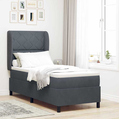 Boxspringbett mit Kopfteil Dunkelgrau 200 x 80 cm Samt