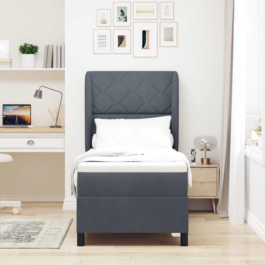 Boxspringbett mit Kopfteil Dunkelgrau 200 x 80 cm Samt
