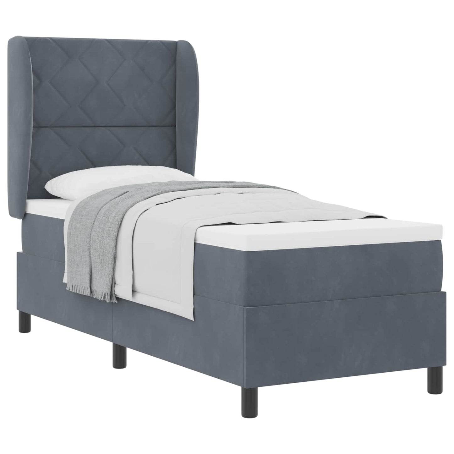 Boxspringbett mit Kopfteil Dunkelgrau 200 x 80 cm Samt