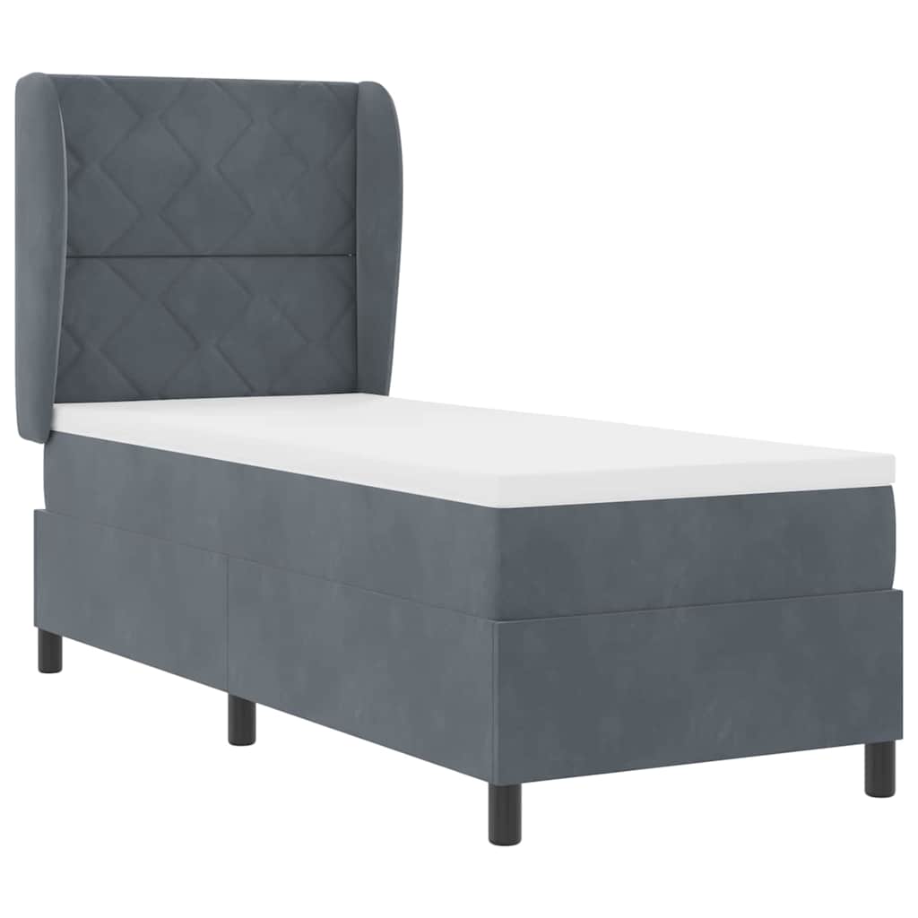Boxspringbett mit Kopfteil Dunkelgrau 200 x 80 cm Samt