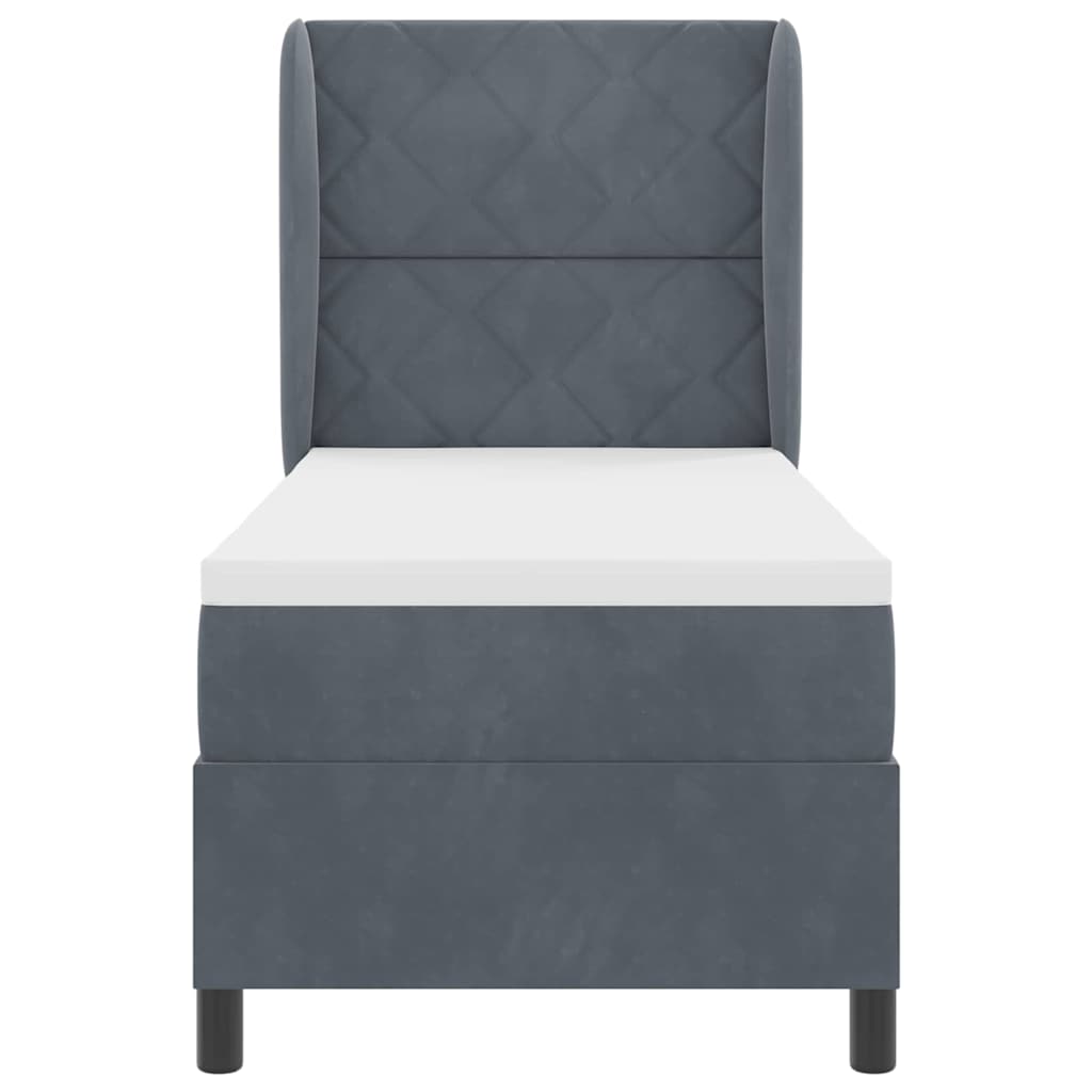 Boxspringbett mit Kopfteil Dunkelgrau 200 x 80 cm Samt