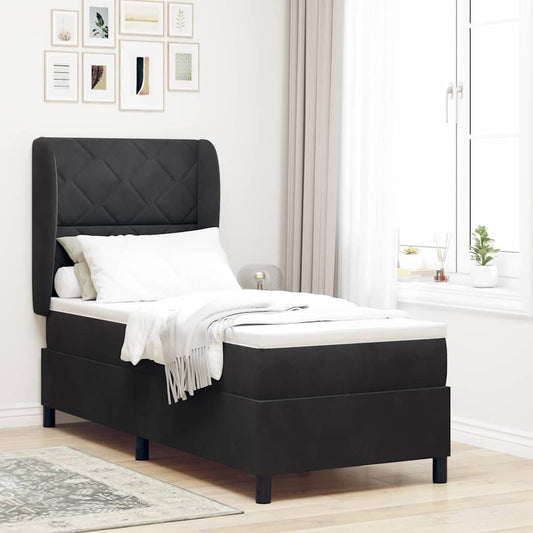Boxspringbett mit Matratze Schwarz 80 x 200 cm Samt