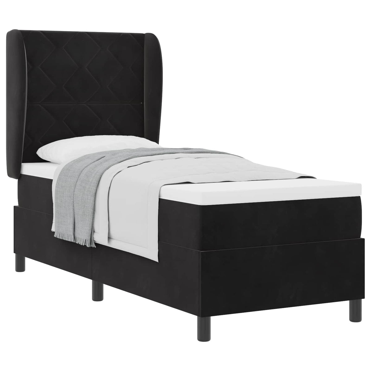 Boxspringbett mit Kopfteil Schwarz 200 x 80 cm Samt