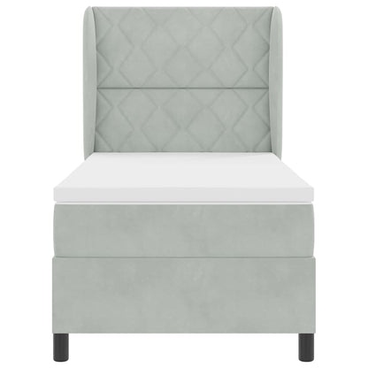 Boxspringbett mit Kopfteil Hellgrau 190 x 90 cm Samt