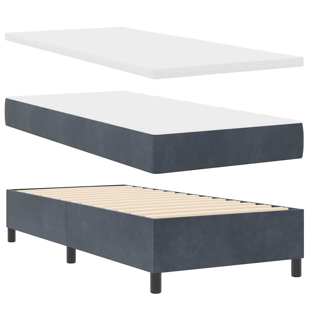 Boxspringbett mit Kissen Dunkelgrau 190 x 90 cm Samt