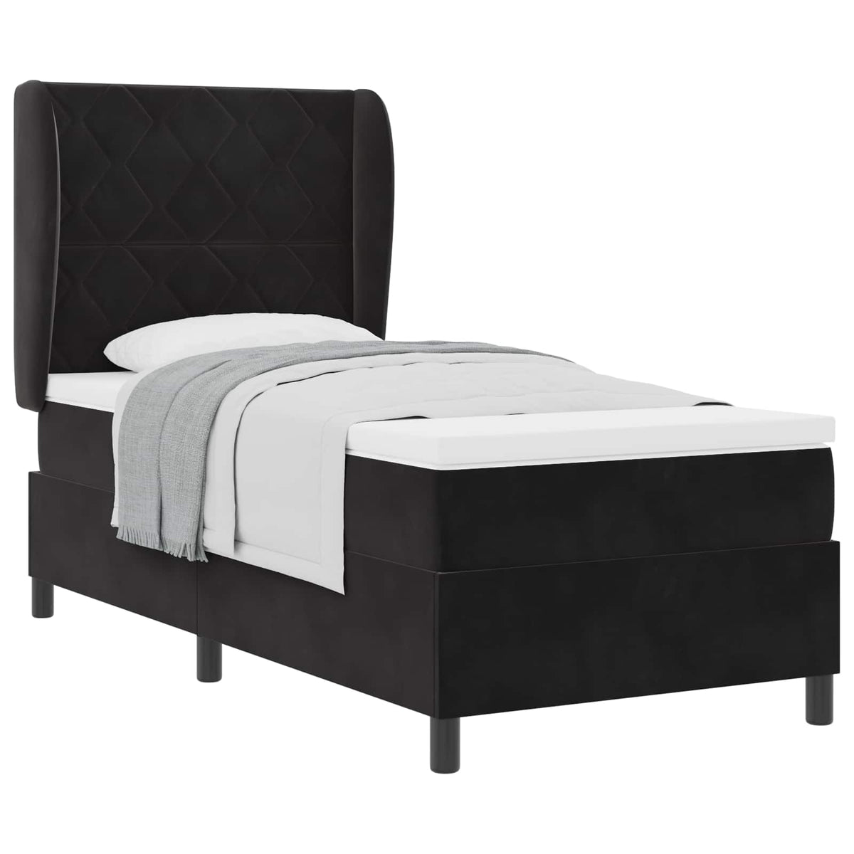 Boxspringbett mit Kopfteil Schwarz 190 x 90 cm Samt