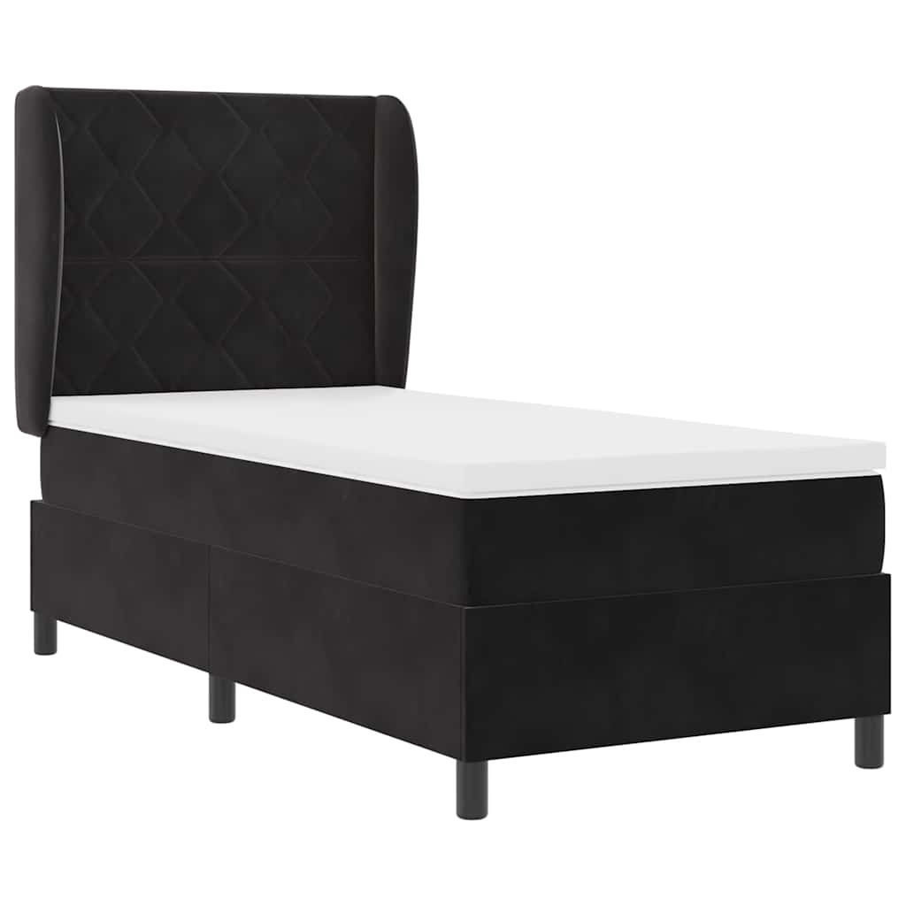 Boxspringbett mit Matratze Schwarz 90 x 190 cm Samt