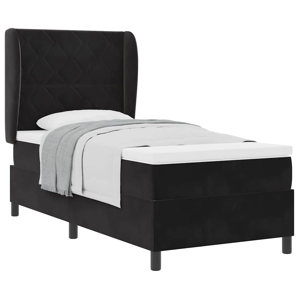 Boxspringbett mit Matratze Schwarz 90 x 190 cm Samt