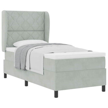Boxspringbett mit Kopfteil Hellgrau 200 x 90 cm Samt