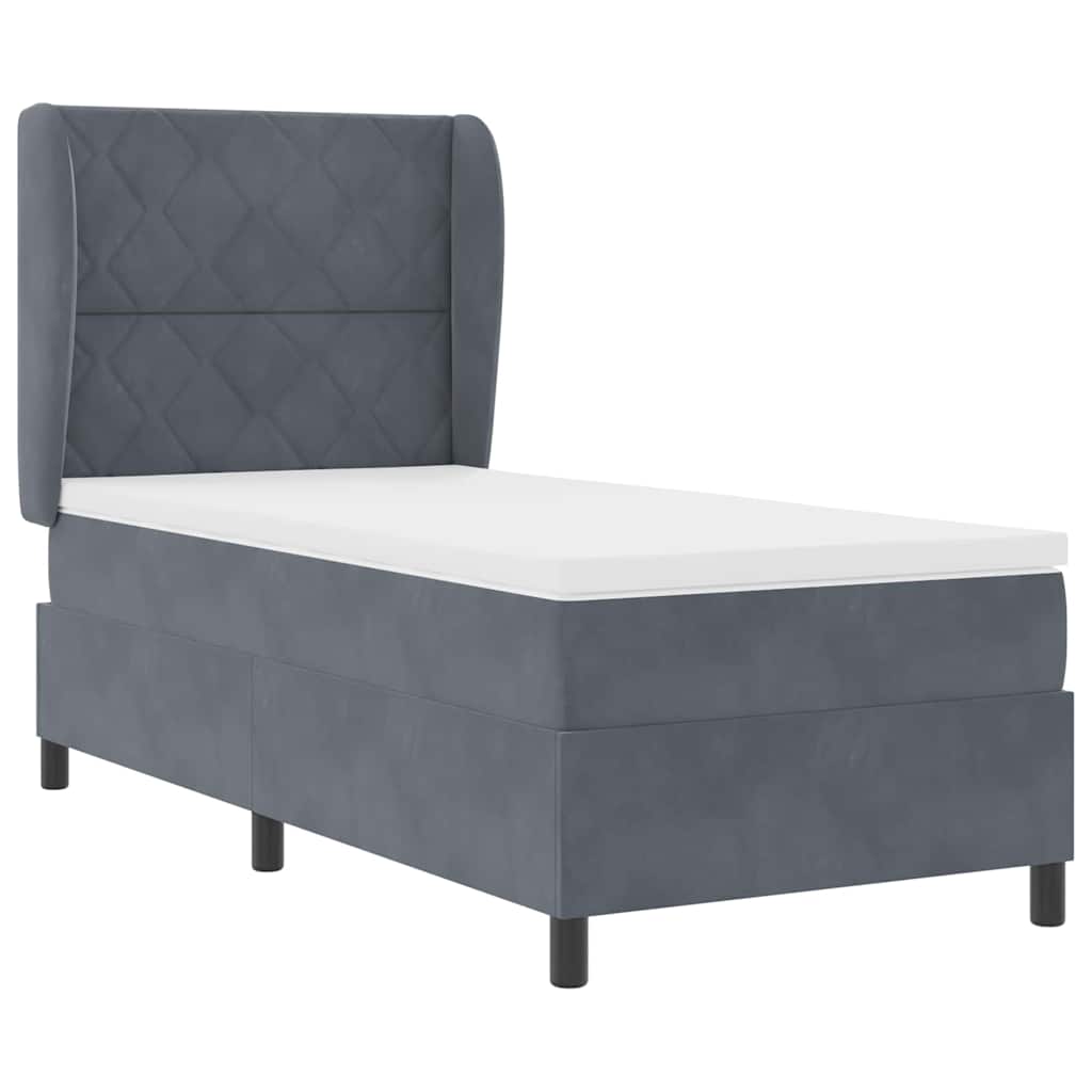 Boxspringbett mit Kopfteil Dunkelgrau 200 x 90 cm Samt