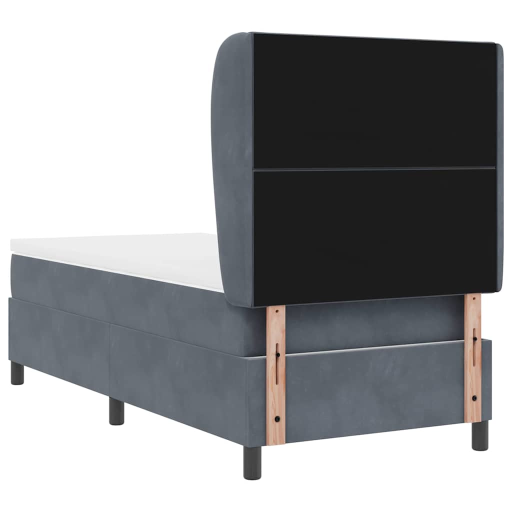 Boxspringbett mit Kopfteil Dunkelgrau 200 x 90 cm Samt