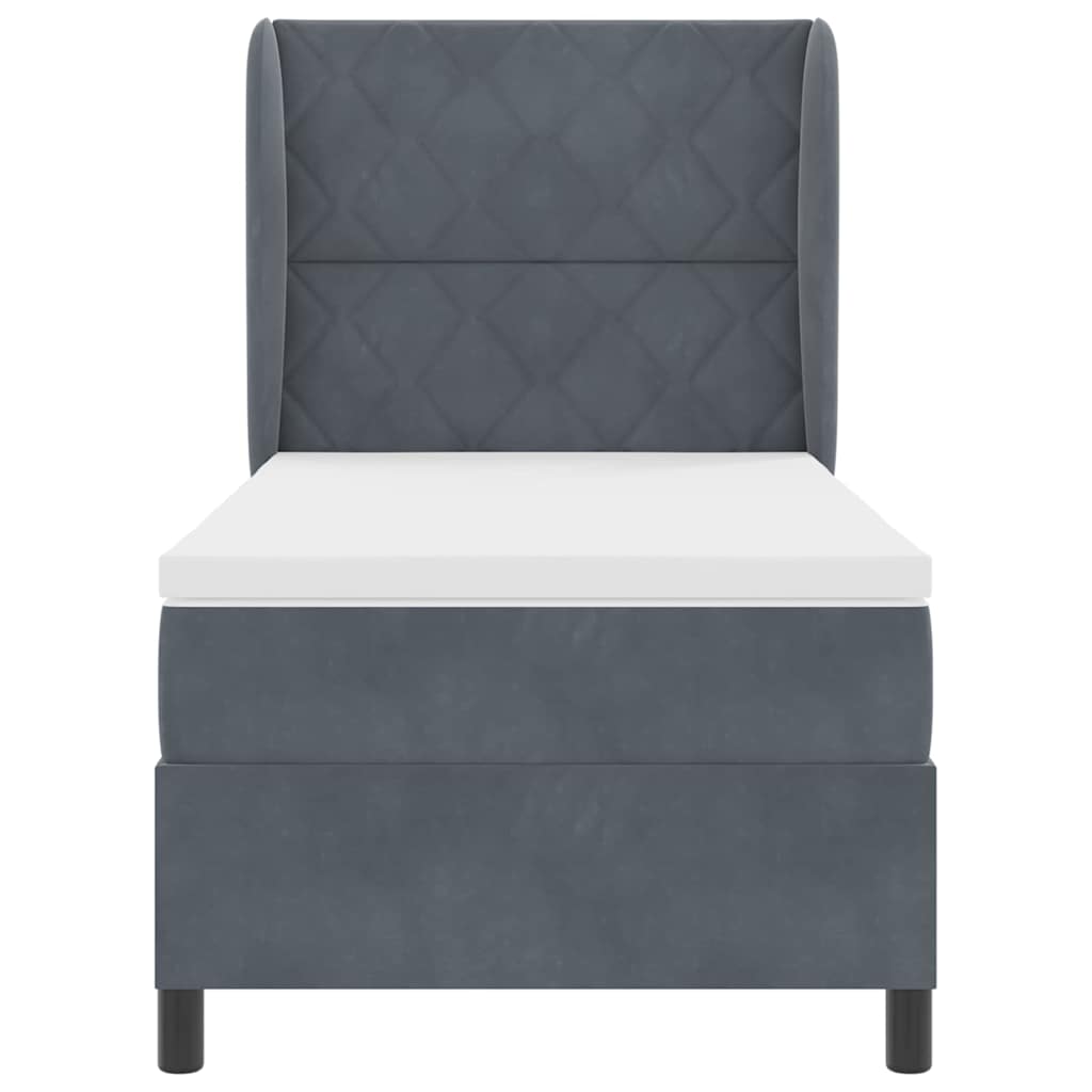 Boxspringbett mit Kopfteil Dunkelgrau 200 x 90 cm Samt