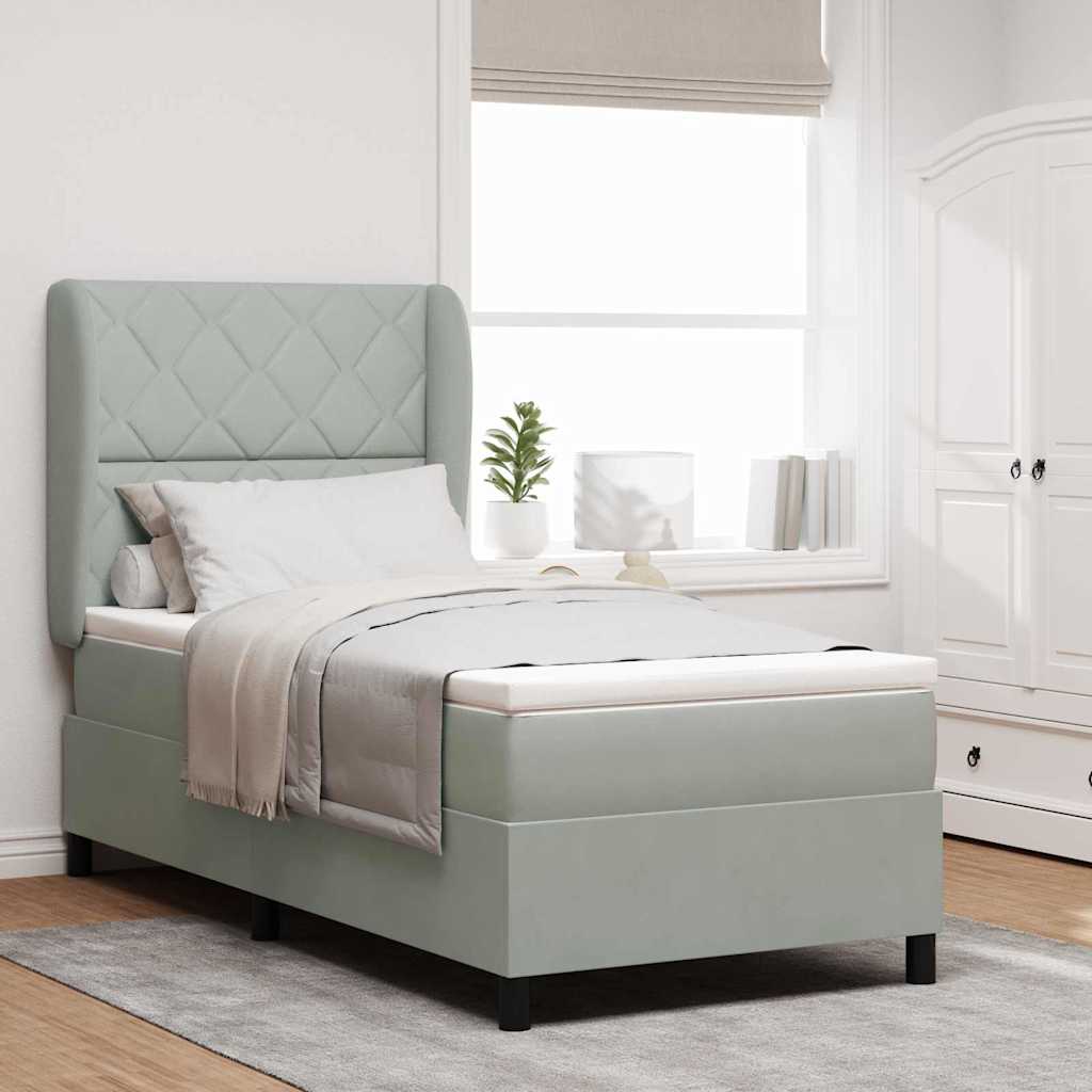 Boxspringbett mit Kopfteil Hellgrau 200 x 100 cm Samt
